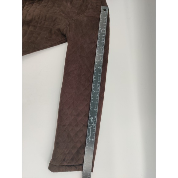 Liz Claiborne Quilted Snap Front Jacket Brown Faux Suede Lined Collar Size M - Picture 8 of 15